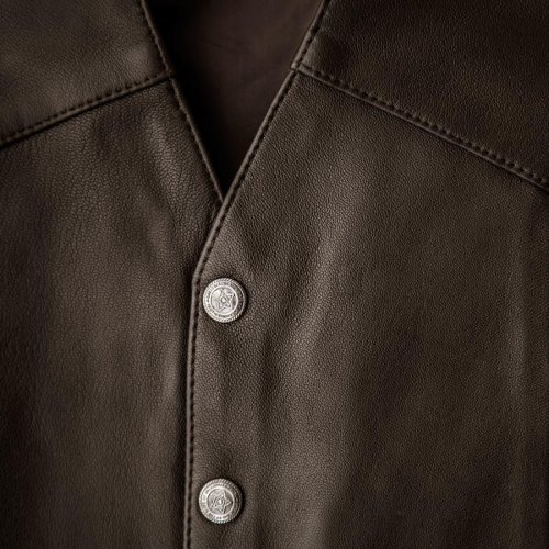 画像クリックで大きく確認できます　Click↓3: スカリー スナップフロント ラムレザー ベスト（ブラウン）/Scully Lamb Leather Vest(Brown)