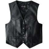 スカリー スナップフロント ラムレザー ベスト（ブラック）/Scully Lamb Leather Vest(Black)