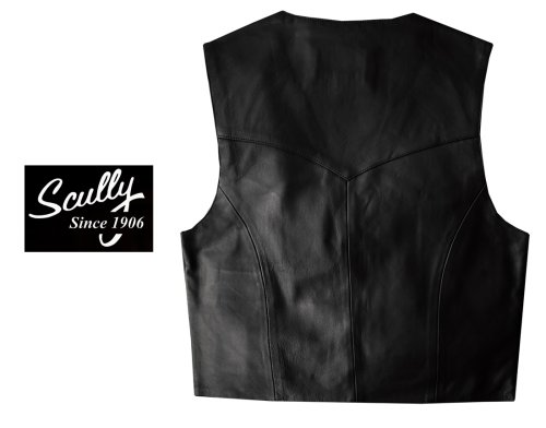 画像クリックで大きく確認できます　Click↓3: スカリー スナップフロント ラムレザー ベスト（ブラック）/Scully Lamb Leather Vest(Black)