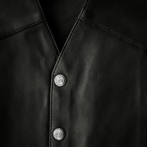 画像クリックで大きく確認できます　Click↓2: スカリー スナップフロント ラムレザー ベスト（ブラック）/Scully Lamb Leather Vest(Black)