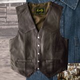 スカリー スナップフロント ラムレザー ベスト（ブラウン）/Scully Lamb Leather Vest(Brown)