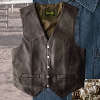 スカリー スナップフロント ラムレザー ベスト（ブラウン）/Scully Lamb Leather Vest(Brown)