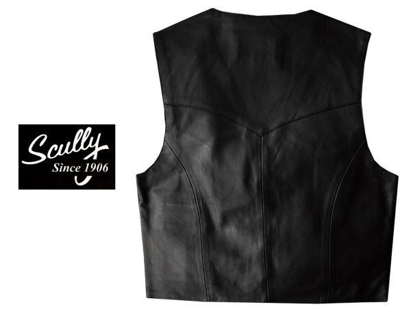 画像3: スカリー スナップフロント ラムレザー ベスト（ブラック）/Scully Lamb Leather Vest(Black)