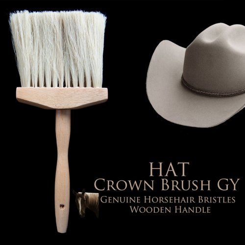 画像クリックで大きく確認できます　Click↓1: ハット用 ブラシ ホースヘアー 馬毛 クラウンブラシ（ナチュラル）/Hat Brush Horsehair Crown Brush Grey