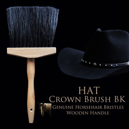 画像クリックで大きく確認できます　Click↓1: ハット用 ブラシ ホースヘアー 馬毛 クラウンブラシ（ブラック）/Hat Brush Horsehair Crown Brush Black