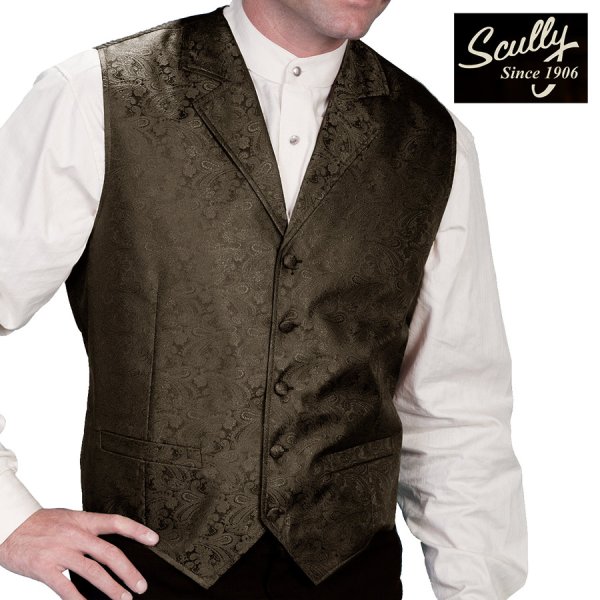 画像1: スカリー オールドウエスト ペイズリー ベスト（ブラウン）/Scully Old West Paisley Vest(Brown)