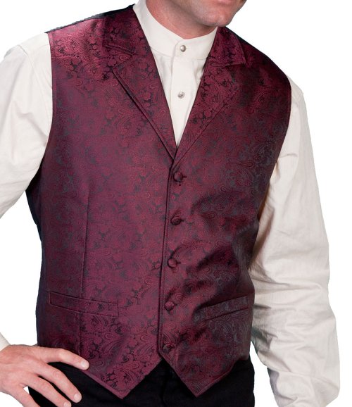 画像クリックで大きく確認できます　Click↓1: スカリー オールドウエスト ペイズリー ベスト（ワイン）/Scully Old West Paisley Vest(Burgundy)