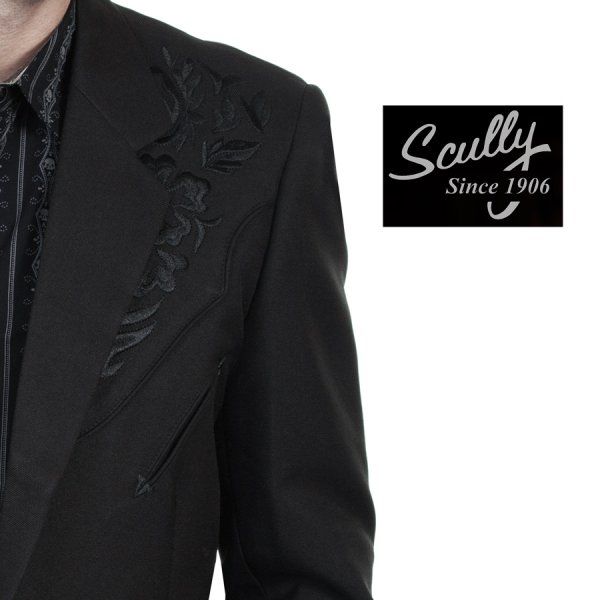 画像2: スカリー ブラック フローラル刺繍 ウエスタン ジャケット・ブレザー（ブラック）/Scully Floral Embroidery Blazer(Black) 