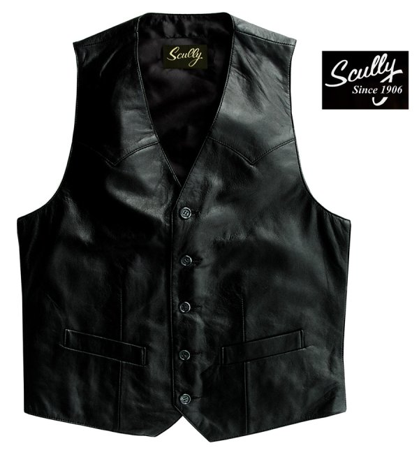 画像3: スカリー ウエスタン ラムレザー ベスト（ブラック）/Scully Western Lamb Leather Vest(Black)