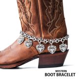 ブーツ ブレスレット ラインストーンハート シルバー ダブルチェーン/Boot Bracelet