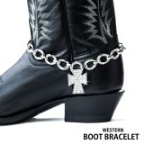 ブーツ ブレスレット ラインストーンクロス・シルバー チェーン/Boot Bracelet