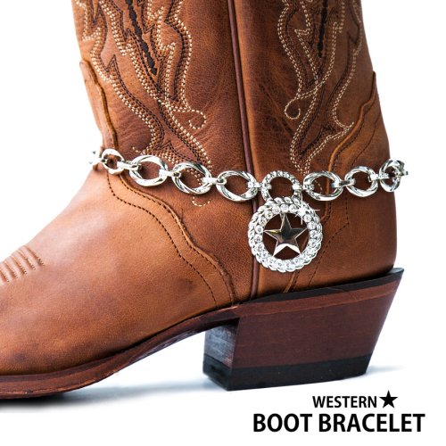 画像クリックで大きく確認できます　Click↓1: ブーツ ブレスレット ラインストーン テキサススター・シルバー チェーン/Boot Bracelet