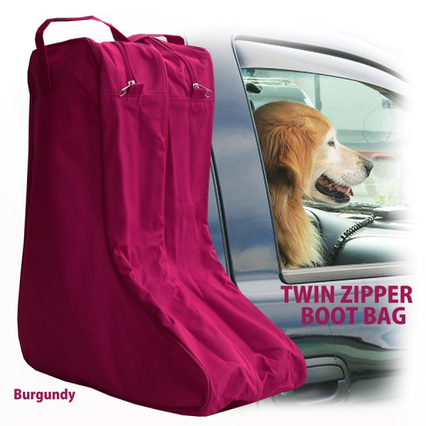 画像1: ウエスタンブーツ ブーツバッグ 持ち運び・キャリーバッグ ブーツ保管用バッグ ツインジッパー・ハンドストラップつき（バーガンディー）/Hand Strap Twin Zipper Boot Bag(Burgundy)