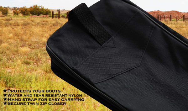画像2: ウエスタンブーツ ブーツバッグ 持ち運び・キャリーバッグ ブーツ保管用バッグ ツインジッパー・ハンドストラップつき（ブラック）/Hand Strap Twin Zipper Boot Bag(Black)