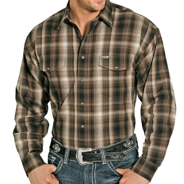 画像1: パンハンドルスリム ブラッシュドコットン ウエスタン シャツ（ブラウン）/Panhandle Slim Western Shirt(Brown)