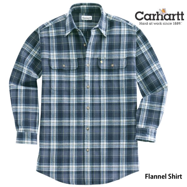 画像1: カーハート ヘビーウエイト フランネル シャツ ネイビー L（身幅64cm）XL（身幅67cm)/Carhartt Heavyweight Flannel Shirt(Navy)