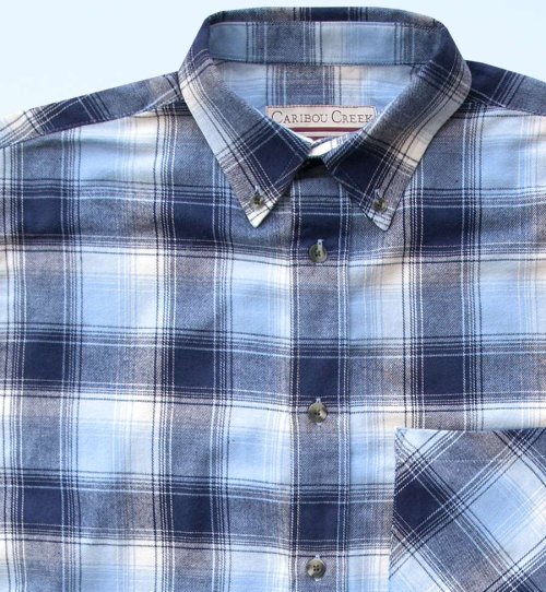 画像クリックで大きく確認できます　Click↓2: フランネルシャツ（ネイビープラッド・長袖）M/Flannel Shirt(Nautical Navy Plaid)