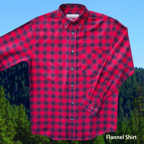 画像1: フランネルシャツ（レッドプラッド・長袖）M/Flannel Shirt(Red Plaid)