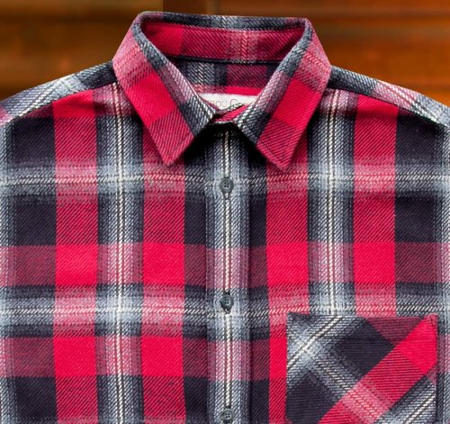 画像クリックで大きく確認できます　Click↓3: フランネル シャツ（レッド ブラック ホワイト・長袖）M/Flannel Shirt(Red Black White)