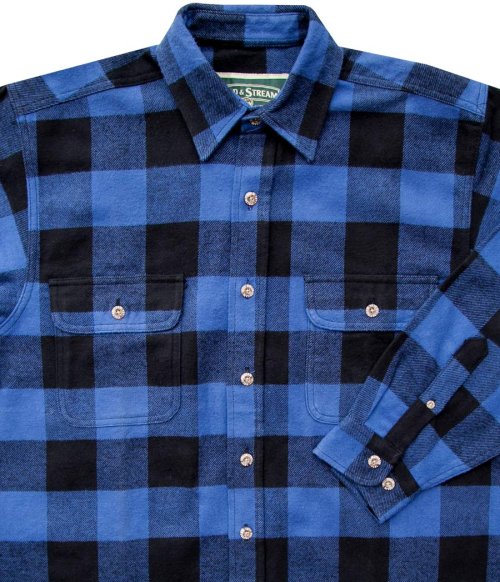 画像クリックで大きく確認できます　Click↓2: フランネル シャツ（ブルー・ブラック 長袖）M（身幅60cm）/Field & Stream Heavyweight Flannel Shirt