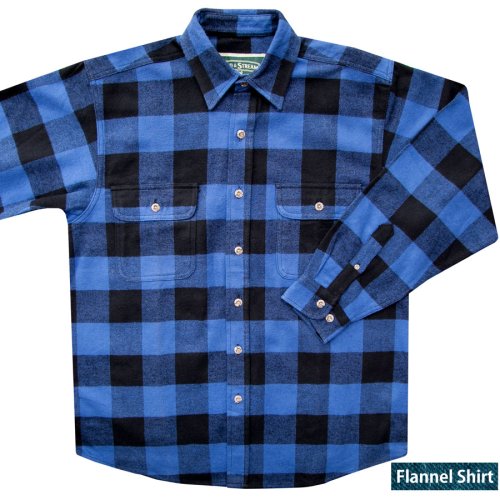 画像クリックで大きく確認できます　Click↓1: フランネル シャツ（ブルー・ブラック 長袖）M（身幅60cm）/Field & Stream Heavyweight Flannel Shirt