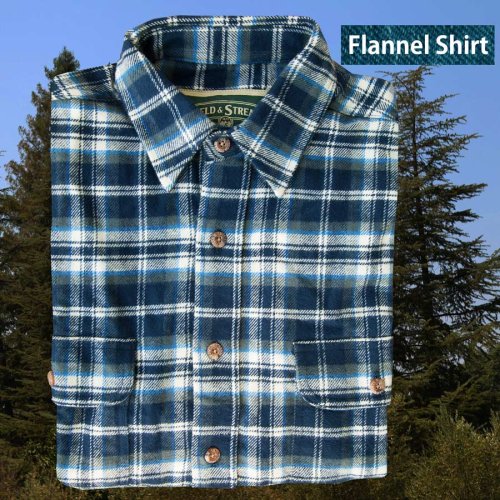 画像クリックで大きく確認できます　Click↓1: フランネル シャツ（ブルー・ホワイト・グリーン 長袖）M（身幅60cm）/Field & Stream Heavyweight Flannel Shirt