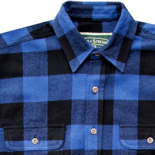 画像クリックで大きく確認できます　Click↓3: フランネル シャツ（ブルー・ブラック 長袖）M（身幅60cm）/Field & Stream Heavyweight Flannel Shirt