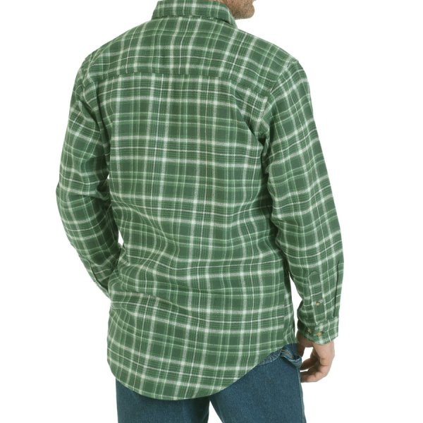 画像4: ラングラー フランネル シャツ（オリーブグリーン・長袖）/Wrangler Long Sleeve Flannel Work Shirt(Olive Green)