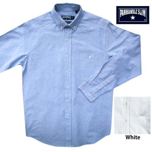 画像クリックで大きく確認できます　Click↓1: パンハンドルスリム オックスフォード シャツ（ホワイト・無地/長袖）/Panhandle Slim Oxford Cloth Shirt