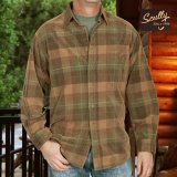 スカリー 長袖 コーデュロイ シャツ ブラウン・グリーンS/Scully Long Sleeve Corduroy Plaid Shirt