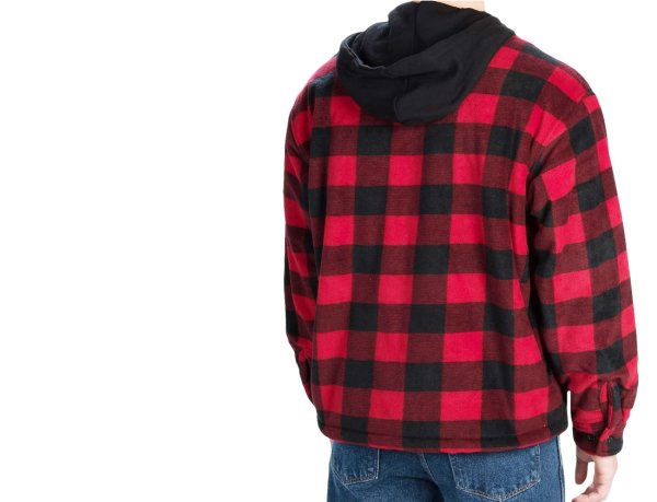 画像2: DHG フリース フードつき ジャケット（レッドxブラック バッファローチェック）/DHG Fleece Hooded Jacket(Buffalo Plaid/RedxBlack)