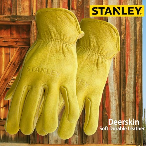 画像クリックで大きく確認できます　Click↓1: スタンレー 鹿革手袋 パインイエロー（裏地なし）M/Stanley Genuine Deerskin Leather Gloves(Pine Yellow)
