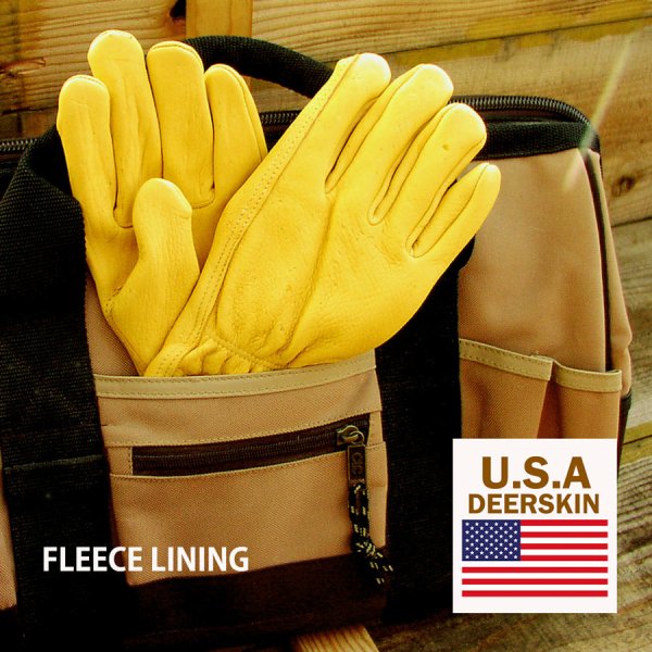 画像1: 鹿皮 手袋 アメリカンディアーレザー グローブ ナチュラルフィーリング パインイエロー（裏地つき）/ Genuine American Deer Leather Gloves