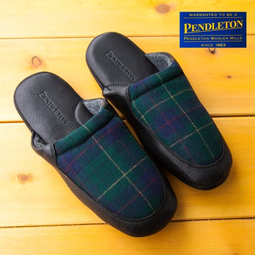 画像クリックで大きく確認できます　Click↓1: ペンドルトン レジスタードタータン ウール&レザー スリッパ/Pendleton Slipper(Registered Tartan)