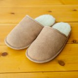 レザー ルームシューズ・スリッパ（ベージュ）/Suede Scuff Slippers(Beige)