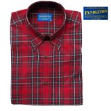 ペンドルトン コットン・ウール カンタベリー クロス ボタンダウンシャツ（長袖 レッド・ブラウン）/Pendleton Canterbury Cloth Button-Down Shirt(Red/Brown Plaid)