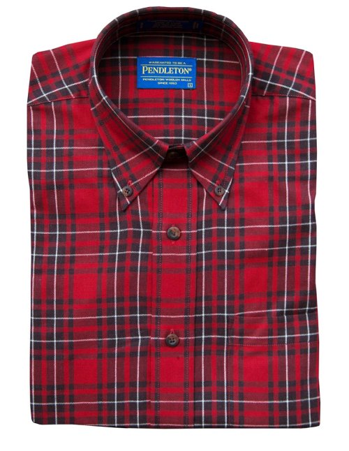 画像クリックで大きく確認できます　Click↓1: ペンドルトン コットン・ウール カンタベリー クロス ボタンダウンシャツ（長袖 レッド・ブラウン）/Pendleton Canterbury Cloth Button-Down Shirt(Red/Brown Plaid)