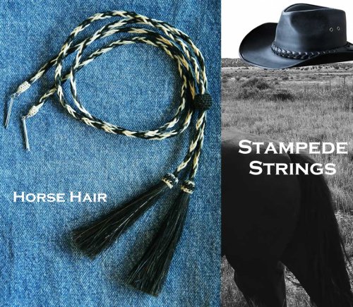 画像クリックで大きく確認できます　Click↓1: ハット用 あご紐 ホースヘアー 馬毛 スタンピード ストリングス ブラック・ナチュラル/Horse Hair Stampede Strings