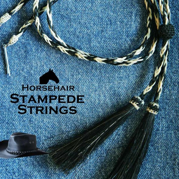 画像1: ハット用 あご紐 ホースヘアー 馬毛 スタンピード ストリングス ブラック・ナチュラル/Horse Hair Stampede Strings