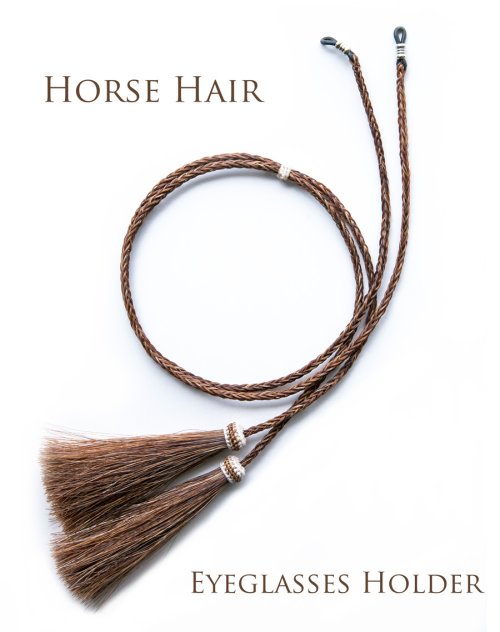 画像クリックで大きく確認できます　Click↓3: メガネ用 サングラス用 ストラップ ホルダー 馬の毛 ホースヘアー タッセル付（ブラウン）/Eyeglass Holder w/Tassels Horse Hair(Brown)