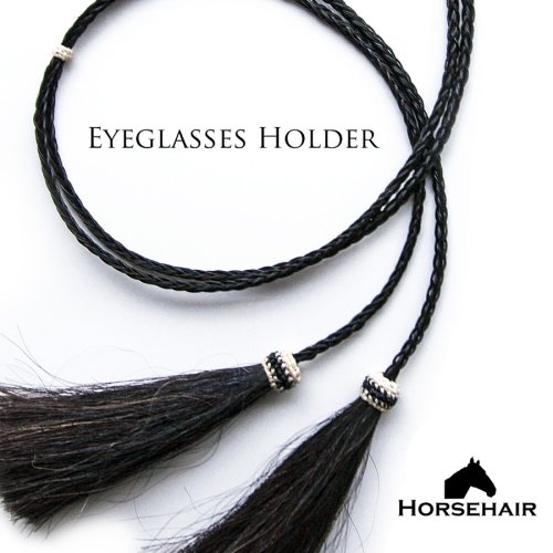 画像クリックで大きく確認できます　Click↓2: メガネ用 サングラス用 ストラップ ホルダー 馬の毛 ホースヘアー タッセル付（ブラック）/Eyeglass Holder w/Tassels Horse Hair(Black)