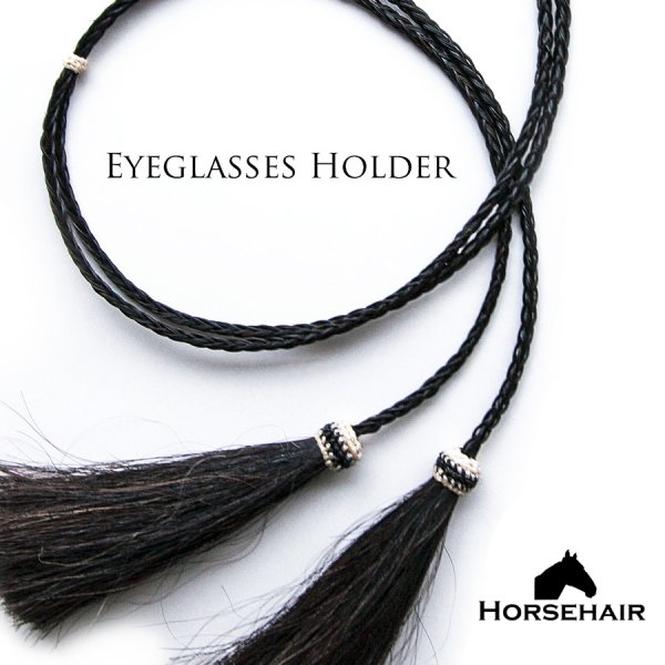 画像1: メガネ用 サングラス用 ストラップ ホルダー 馬の毛 ホースヘアー タッセル付（ブラック）/Eyeglass Holder w/Tassels Horse Hair(Black)