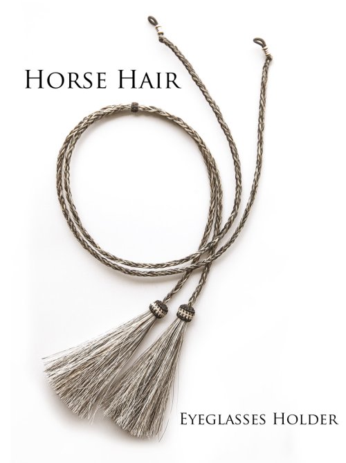 画像クリックで大きく確認できます　Click↓2: メガネ用 サングラス用 ストラップ ホルダー 馬の毛 ホースヘアー タッセル付（グレー）/Eyeglass Holder w/Tassels Horse Hair(Grey)