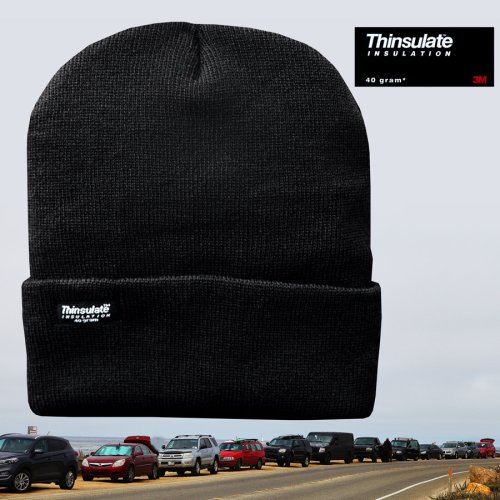 画像クリックで大きく確認できます　Click↓1: シンサレート ニットキャップ・ニット帽（ブラック）/ThinsulateTM Lined Knit Cap(Black)