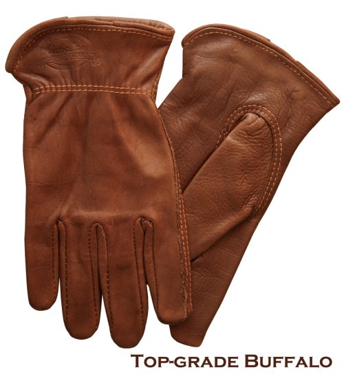 画像クリックで大きく確認できます　Click↓1: バッファロー レザー グローブ（ウイスキー・裏地なし）/Buffalo Uninsulated Gloves(Whiskey)