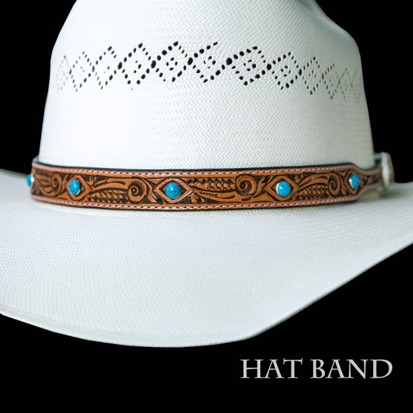 画像1: レザー ハット バンド（クラフトナチュラル・ターコイズ）/Leather Hat Band(Natural/Turquoise)