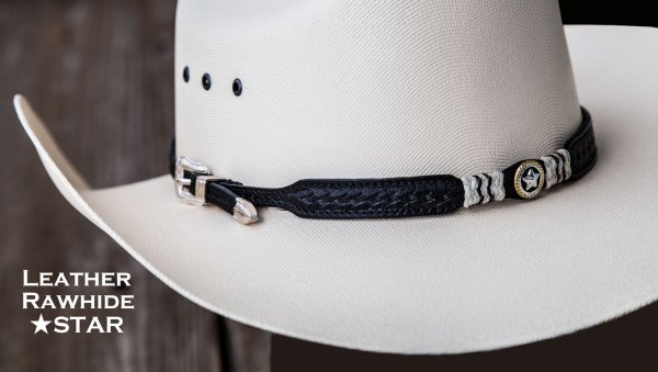 画像4: レザー ハット バンド スター＆ローハイド（ブラック）/Leather Hat Band(Black)