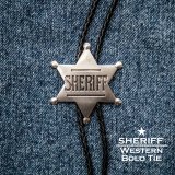 ボロタイ シェリフ バッジ（アンティークシルバー）/Western Bolo Tie Sheriff Badge