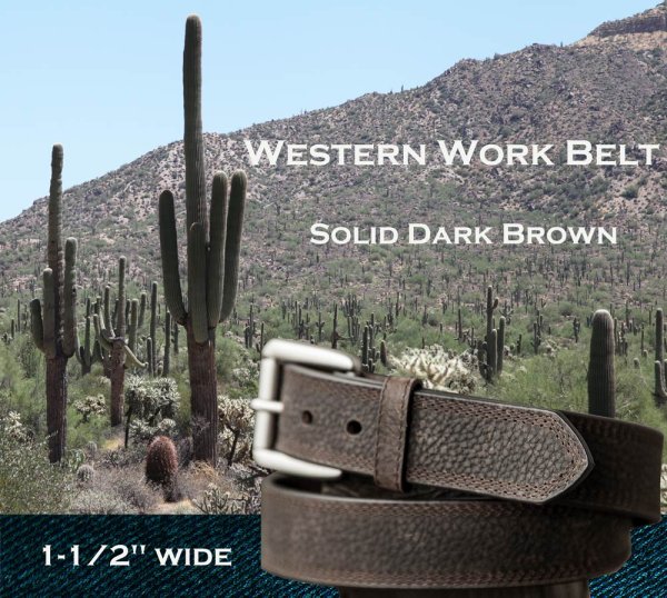画像3: ウエスタン レザーベルト（ブラウン）/Western Leather Belt(Brown)