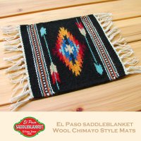 エルパソサドルブランケット サウスウエスト チマヨデザイン ラグマット（約27cmx26cm）/El Paso Saddleblanket Wool Chimayo Style Mats